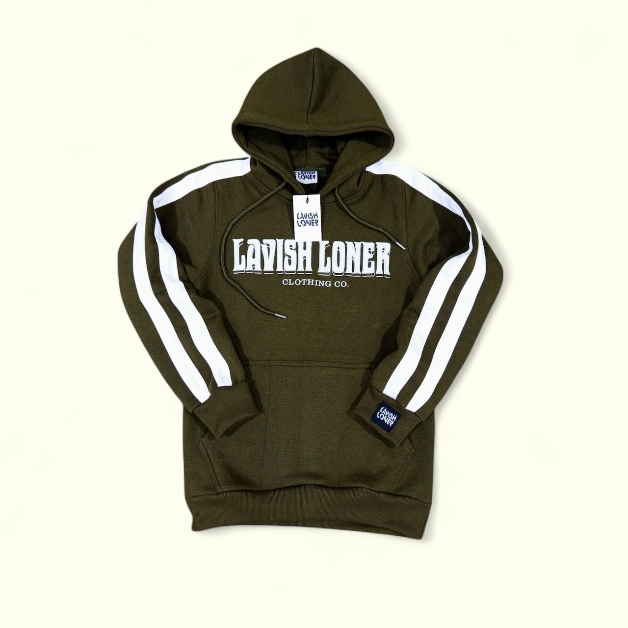 Lavish Loner BTW hoodie olive green