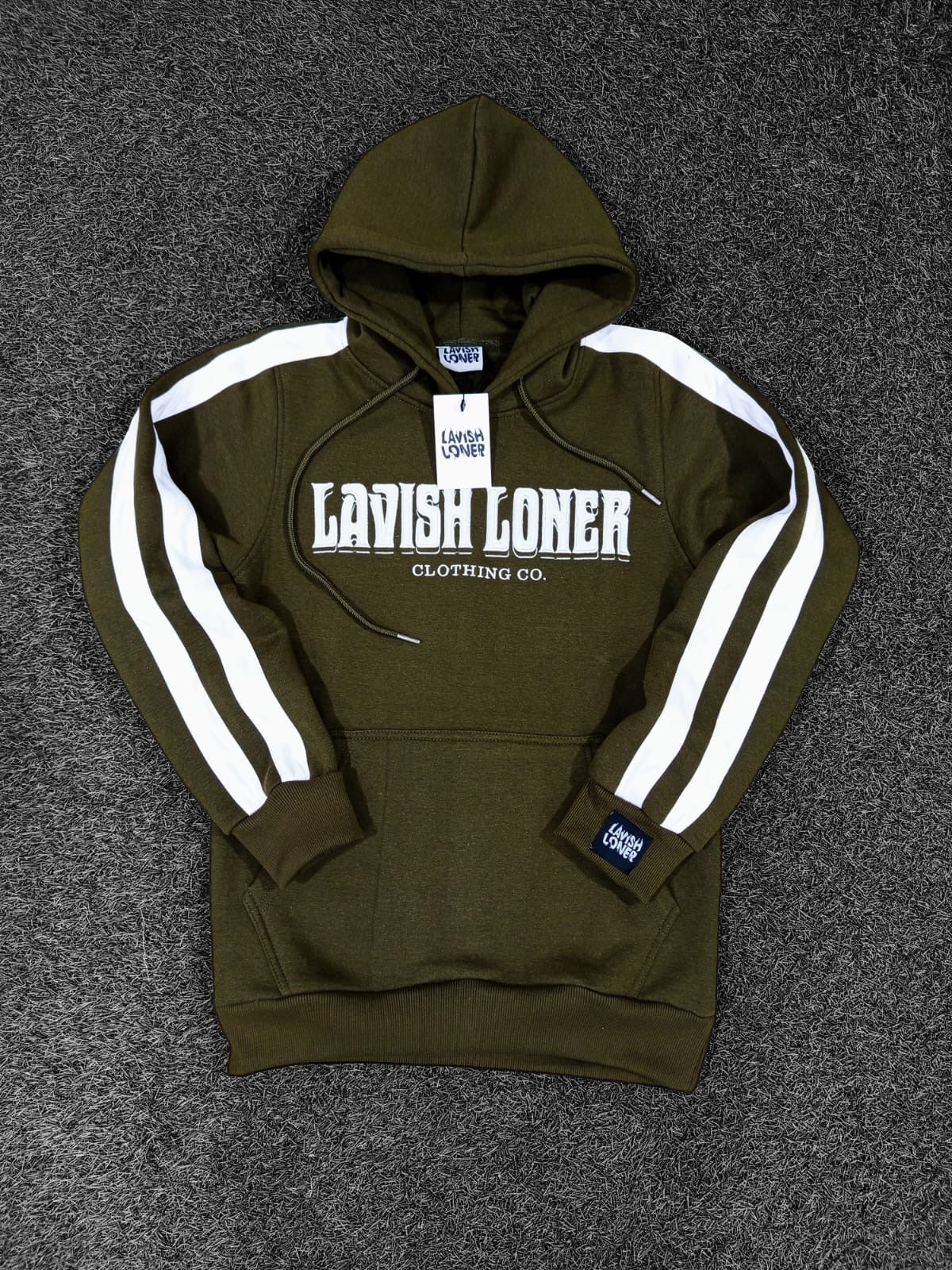 Lavish Loner BTW hoodie olive green