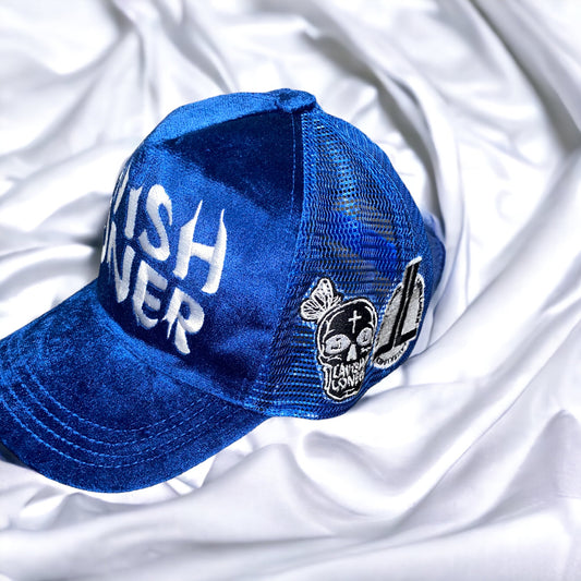 Lavish Loner suede trucker hat(blue)